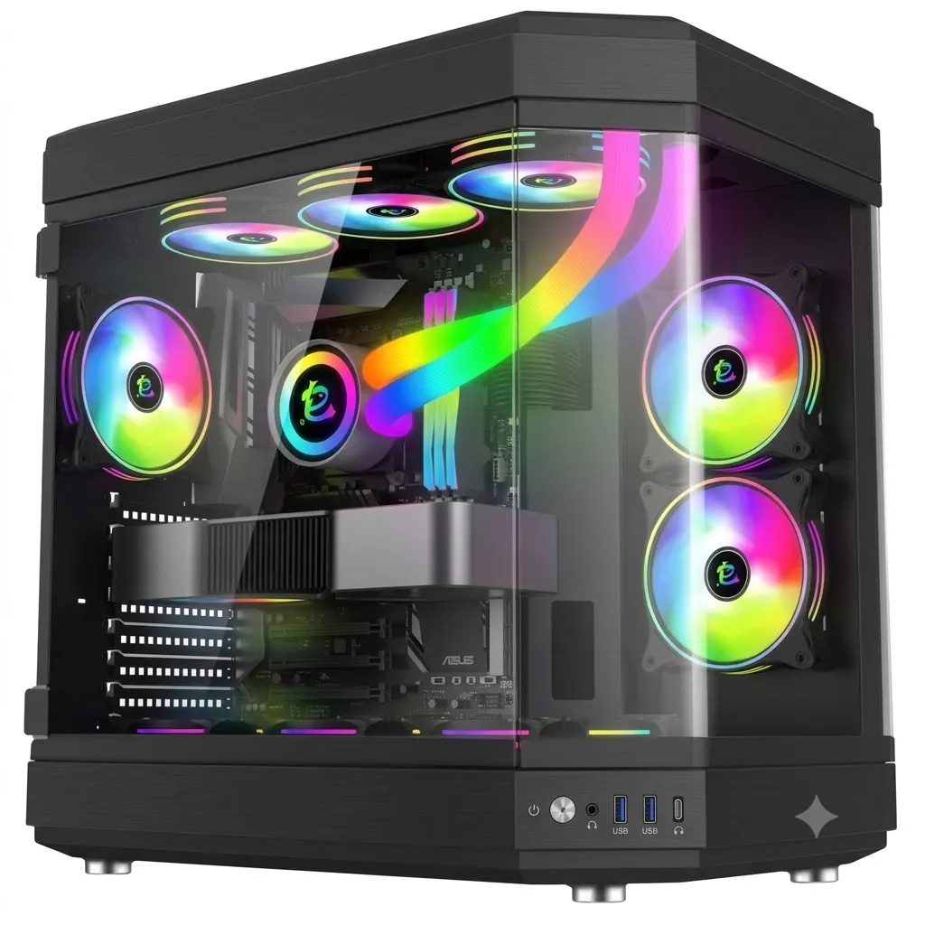 [NQ1419] Lovingcool  LC-1000 BLACK Tempered Glass  Case Full Tower Micro ATX ITX