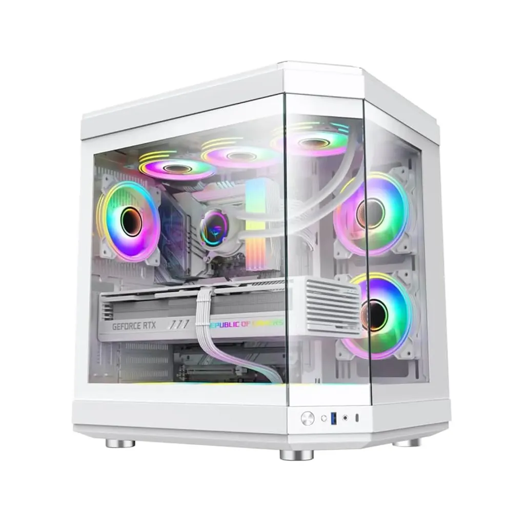 [NQ1420] Lovingcool  LC-1000 WHITE Tempered Glass  Case Full Tower Micro ATX ITX