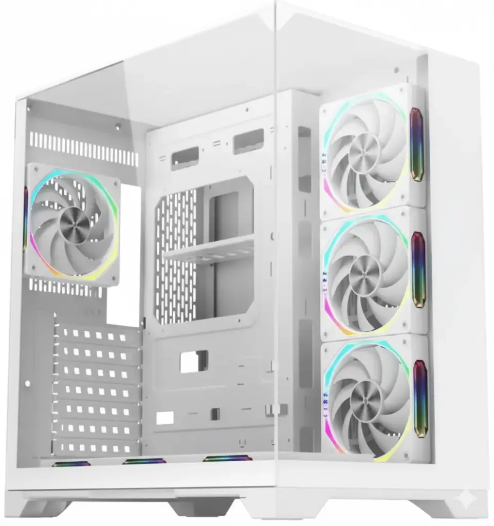 [NQ1439] Lovingcool  LC-TJS3 WHITE OEM Tempered Glass  Case Full Tower Micro ATX ITX