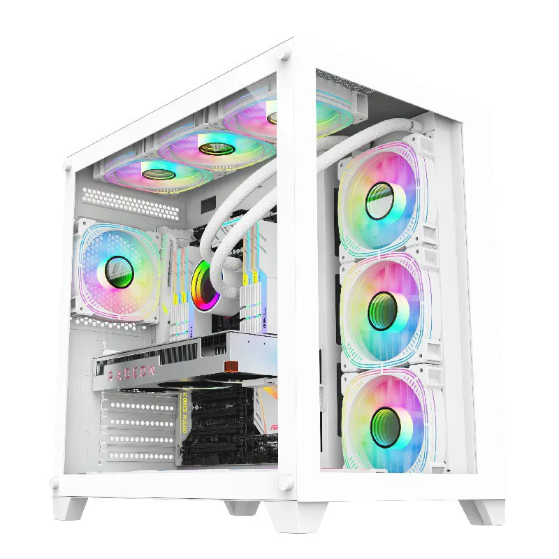 [NQ1447] Lovingcool Case  LC-HJF White   custom Double Glass Panel ATX Towers