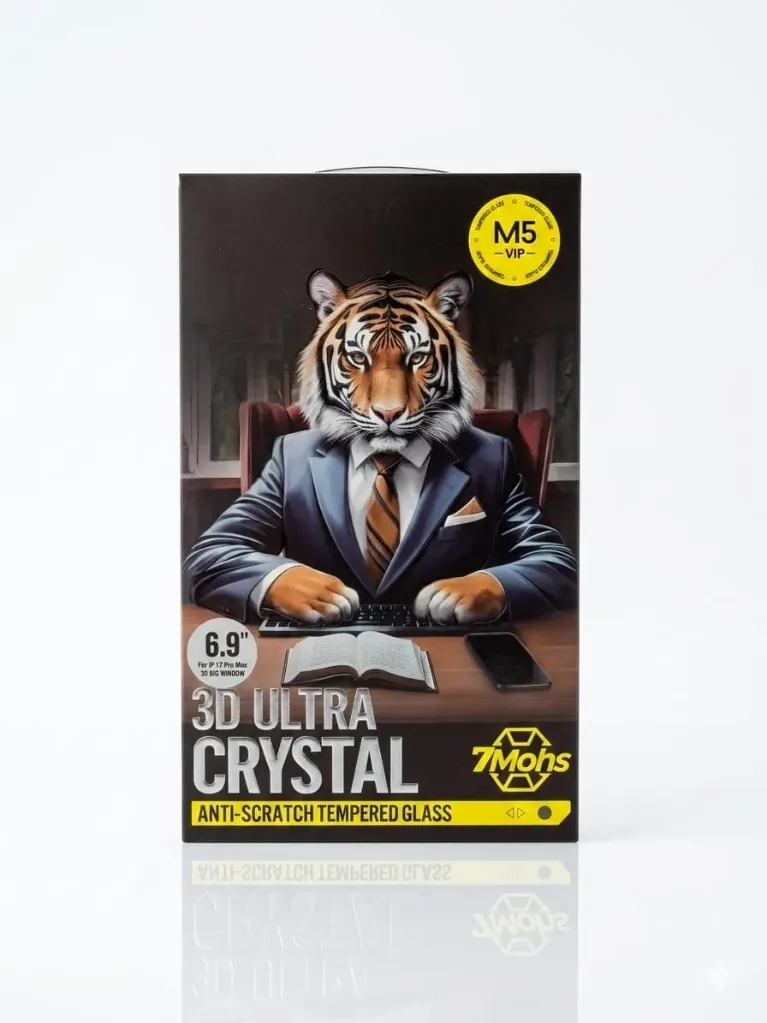 [VIP Clear] M5 VIP 3D Tempered Glass Ultra Crystal for iphone 17 Pro Max  لاصق موبايل شفاف اصلي
