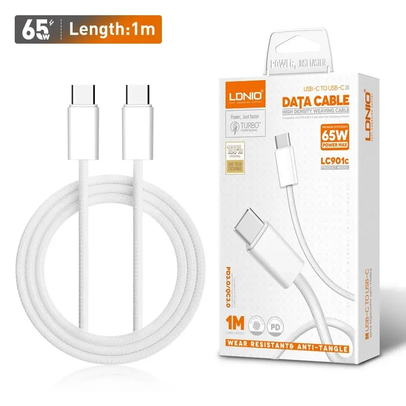 LDNIO LC901 1 Meter 65W PD Type-C to Type-C Data Cable