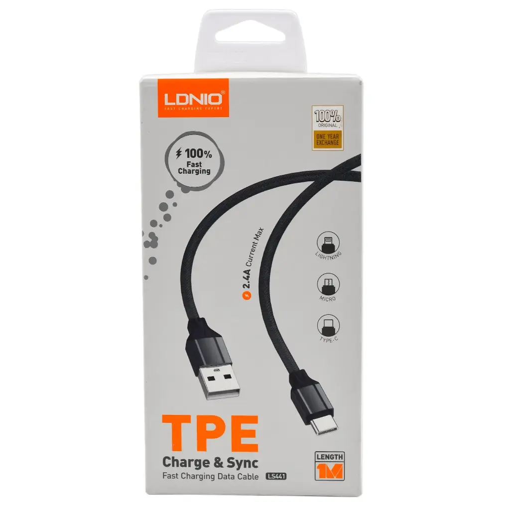 LDNIO LS441 Mobile Phone Cables 2.4A Fast Charging Type-C USB Cable 1M