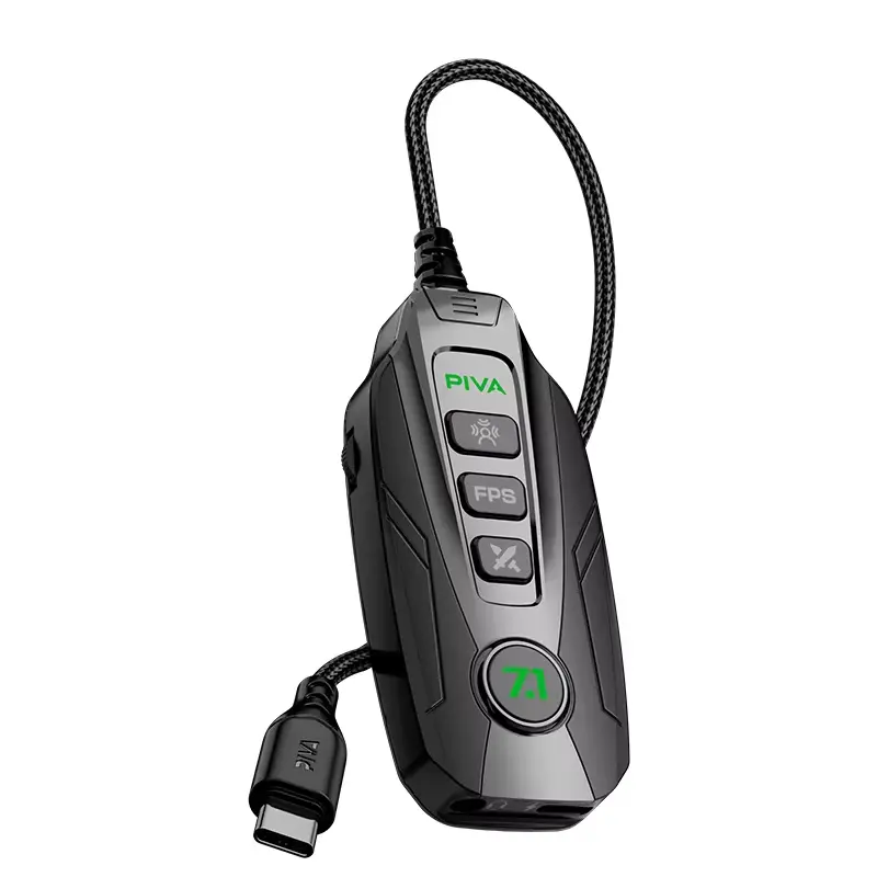 Piva GS20 External USB-C Gaming Sound Card & Audio Adapter with Virtual 7.1 Channel Surround Sound, 60W PD Fast Charging, 3.5mm Port & Dedicated EQ Control