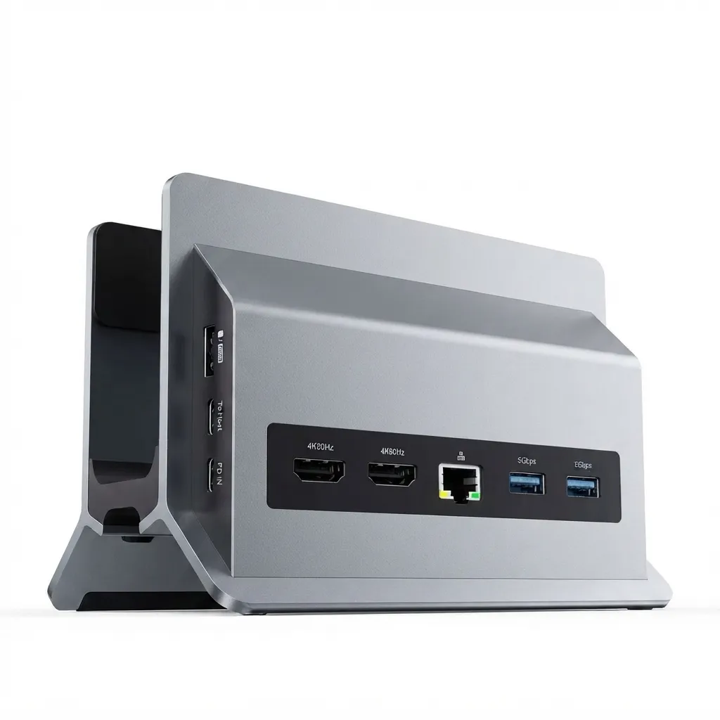 PULWTOP BD216C 11 in 1 Vertical Laptop Dock Stand for Type-C Laptops (11-in-1, Dual HDMI, Ethernet, PD3.0 ）