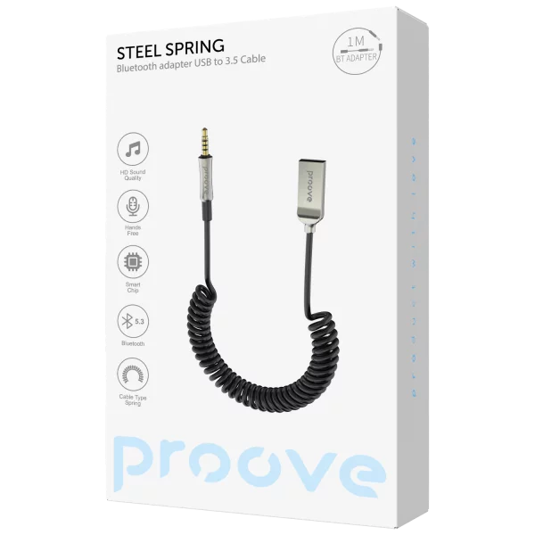 PROOVE Adapter AUX Steel Spring Bluetooth USB to 3.5