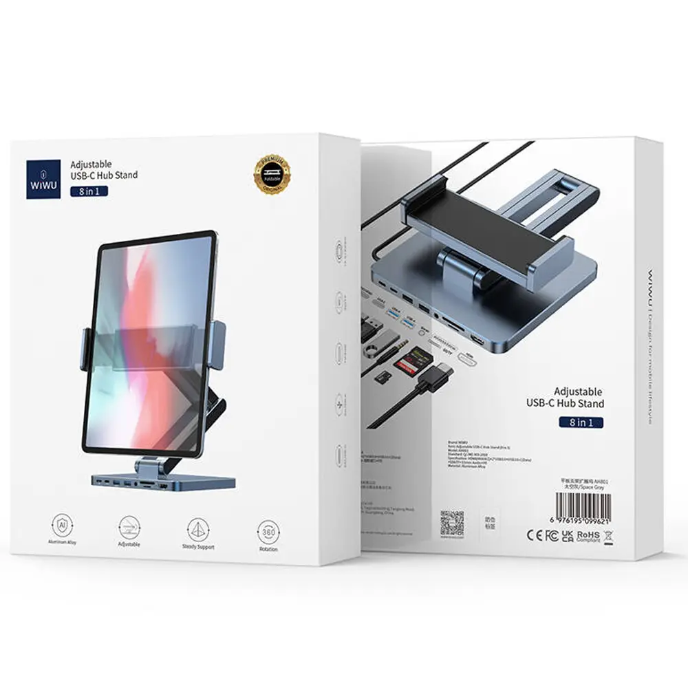 Wiwu AH801 8in1 HDMI (4K@60Hz) Adjustable Tablet Stand