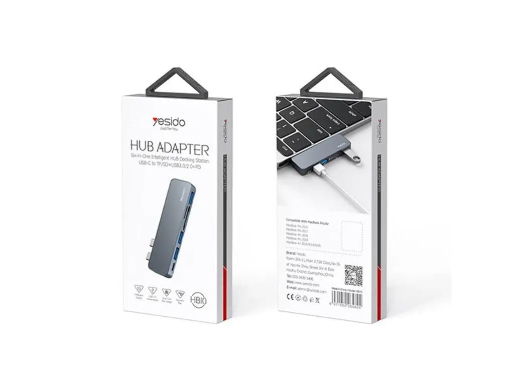 [HB10] YESIDO USB-C HUB ADAPTER MULTI PROT  HB10 6 IN