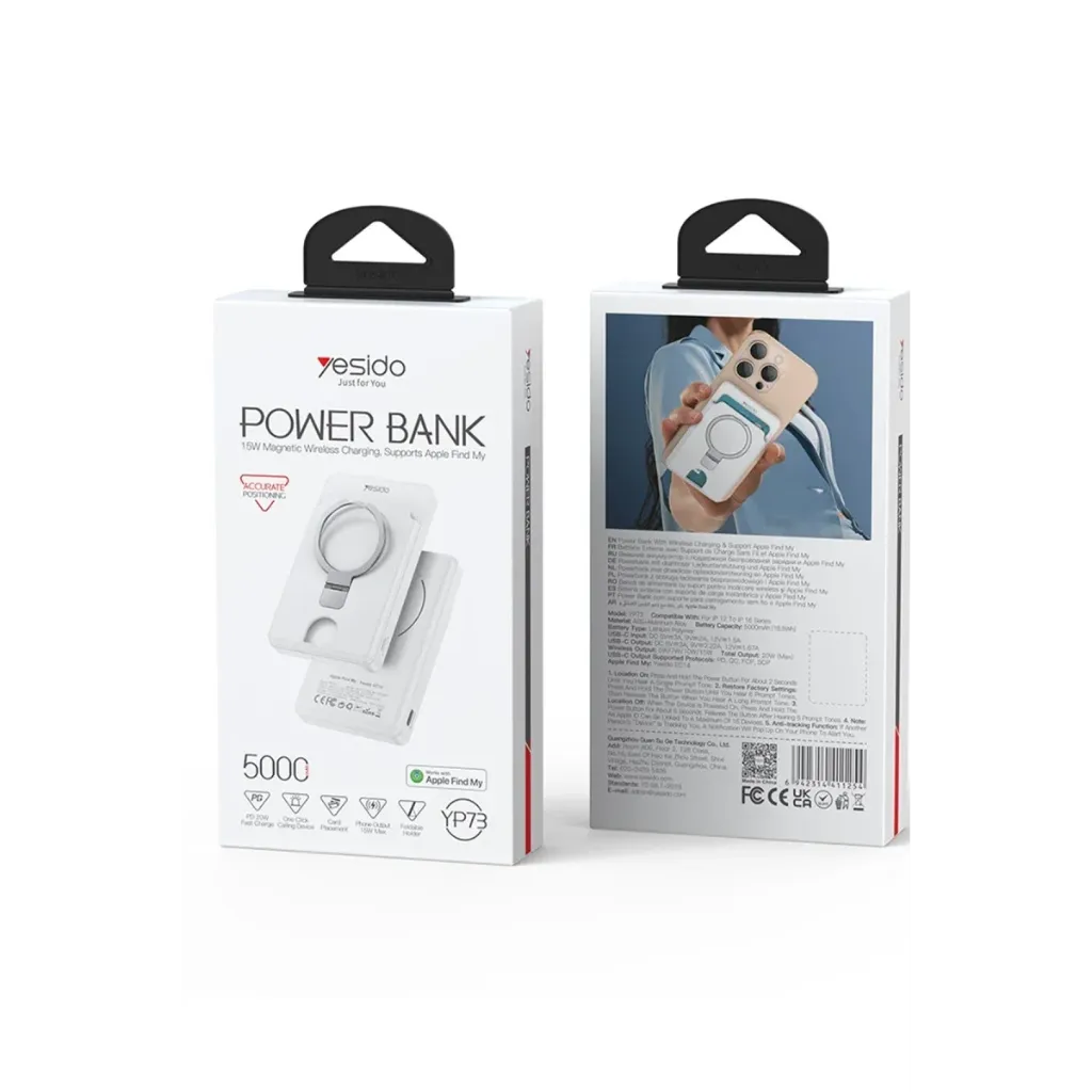 YESIDO YP73 Wireless Charging Power Bank 5000mAh 15W Fast
