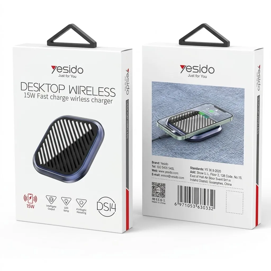 [NQ2689] Yesido DS14 15W Wireless Fast Charger Non-slip Portable Qi Quick Charging Dock.