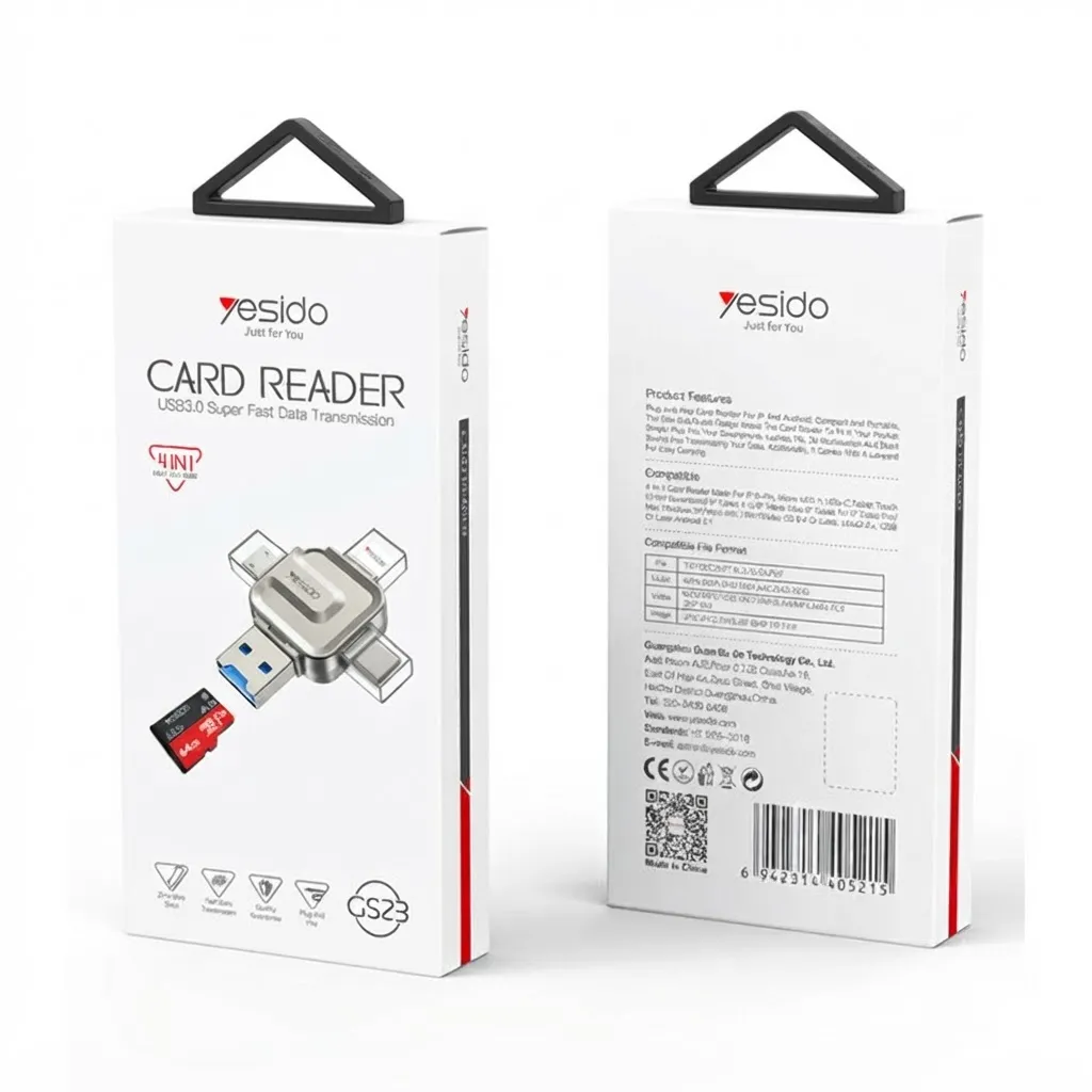 Yesido GS23 4in1 USB 3.0 High-speed Transmission Mini Design 4 in 1 Flash Memory Card Reader