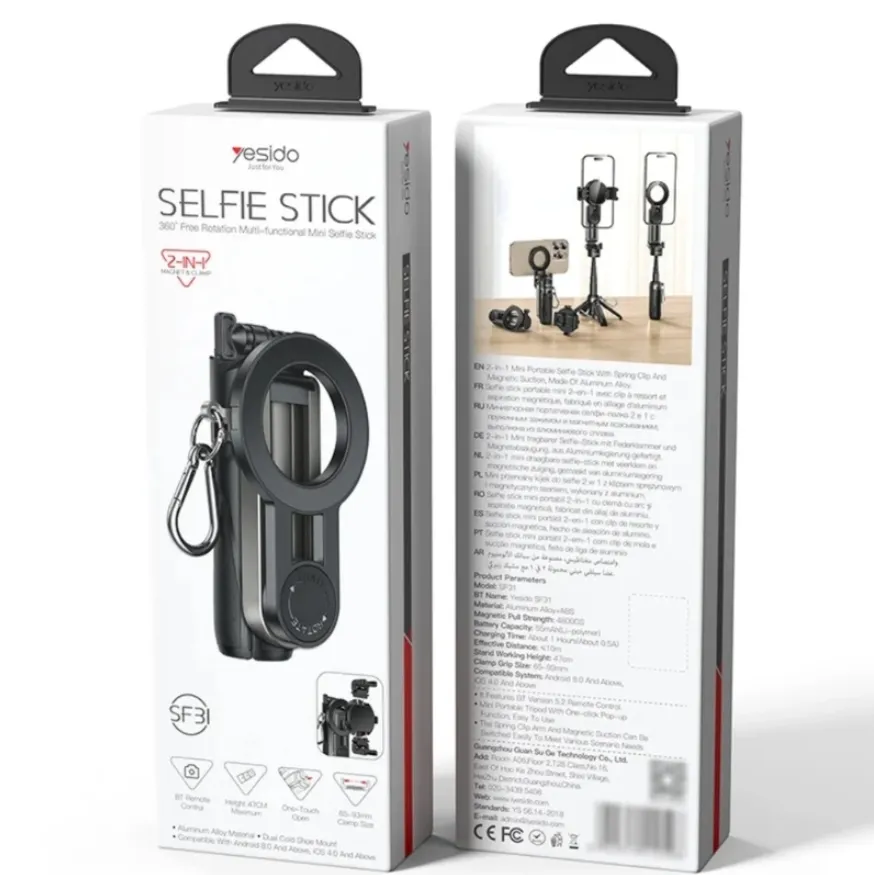 Yesido SF31 2-in-1 Magnet & Clamp Selfie Stick