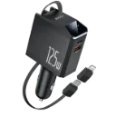 Yesido Yesido Y71 125W Digital Display Car Charger with 30W Type-C, 30W USB & 65W Built-in Type-C Cable