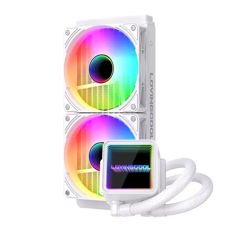 LOVINGCOOL LC-B240-IP- 240mm RGB AIO Liquid Cooler BLACK & WHITE (white)