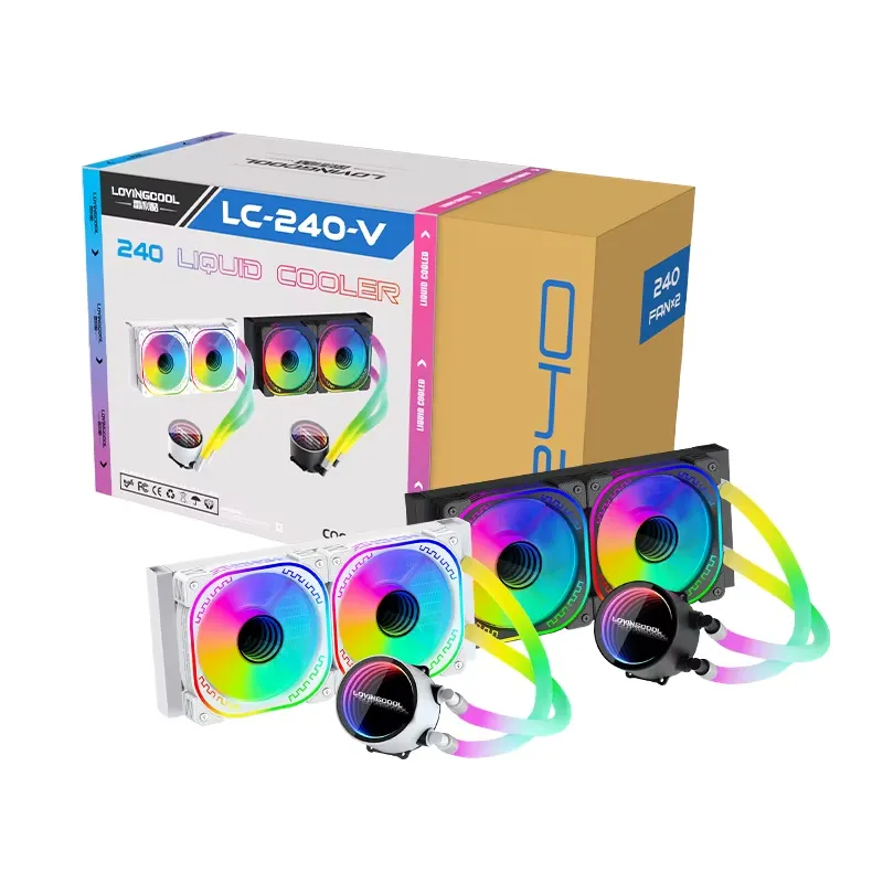 LOVINGCOOL LC-B240-V- 240mm RGB AIO Liquid Cooler  BLACK & WHITE (white)