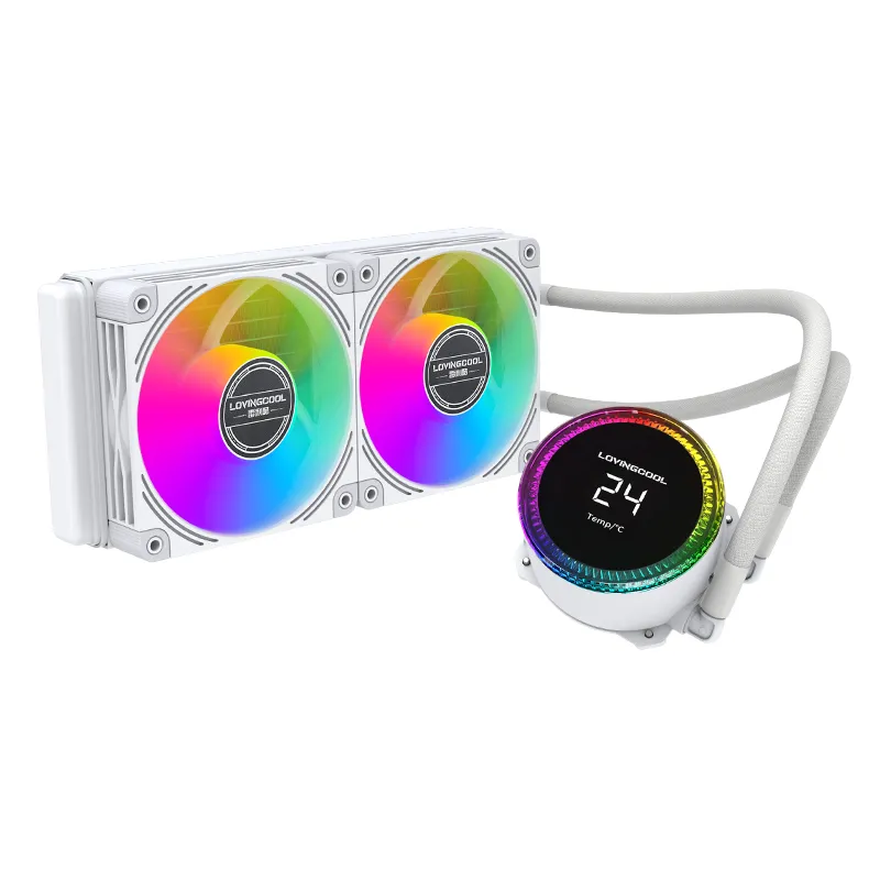 LOVINGCOOLLOV LC-240-T 240mm RGB AIO Liquid Cooler BLACK & WHITE (white)