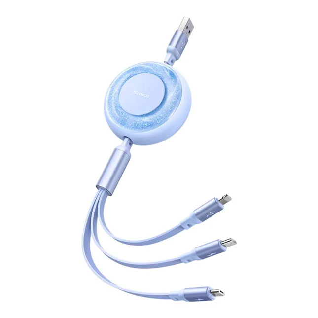 MCDODO 3 in 1 Retractable 3A Micro USB Type C Charger
