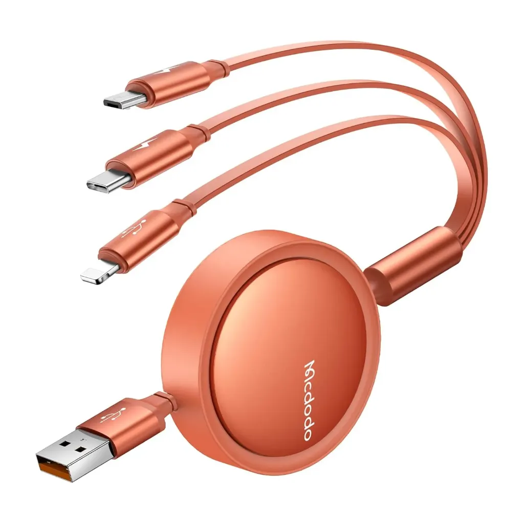 MCDODO 3 in 1 Retractable 3A Micro USB Type C Charger