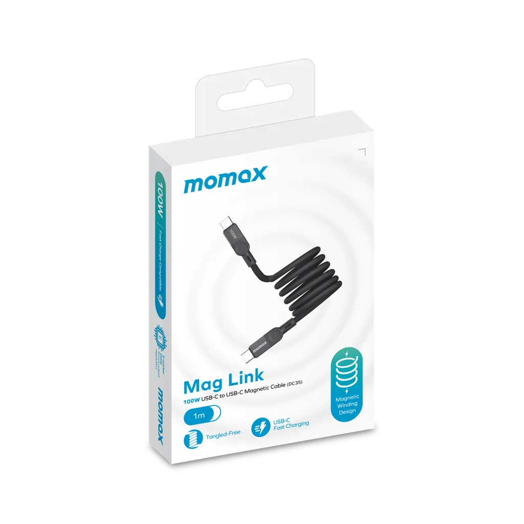 Momax Elite Mag Link 100W USB-C TO USB-C Magnetic Cable 1M