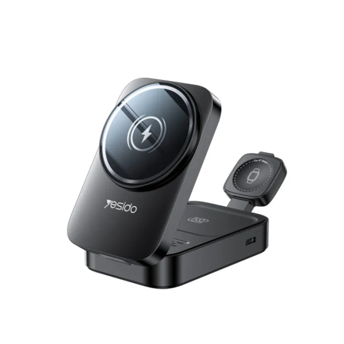 YESIDO DS27 15W Wireless Fast Charging Multiple Protections Foldable Design 3-in-1 Desktop Wireless Charger