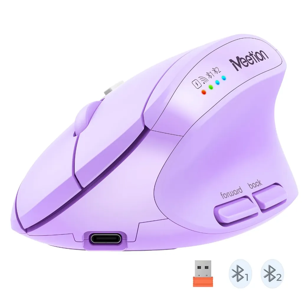 Meetion BTM008 Mouse  New Dual Mode Type-C Rechargeable (PURPLE)