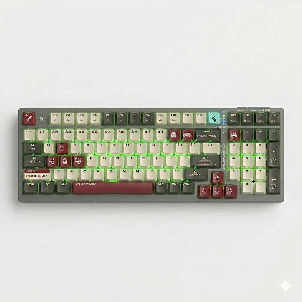 Bloody S98 RGB Mechanical Switch Gaming Keyboard BLMS Red Switch Sports Lime ( En / Ar ) Bluetooth