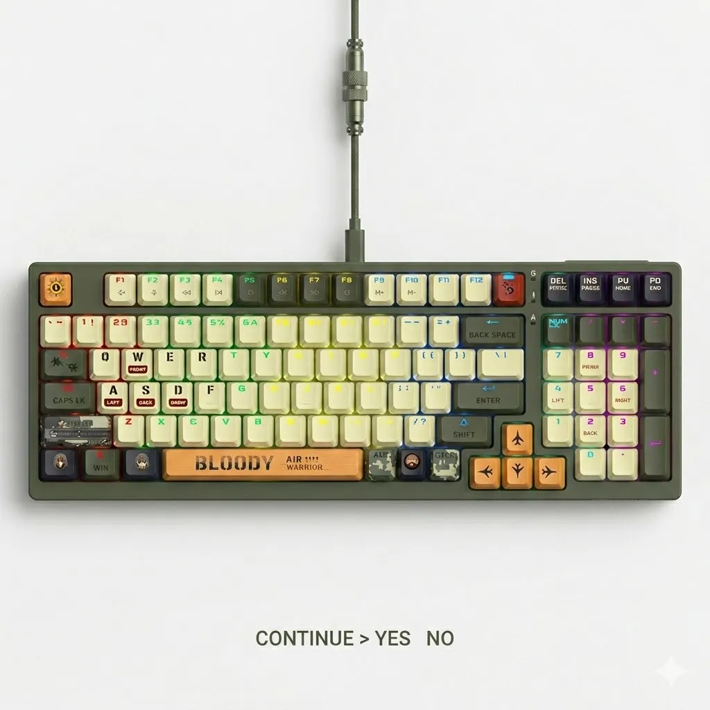Bloody S98 RGB Mechanical Switch Gaming Keyboard BLMS Red Switch Sports Lime ( En / Ar ) Bluetooth