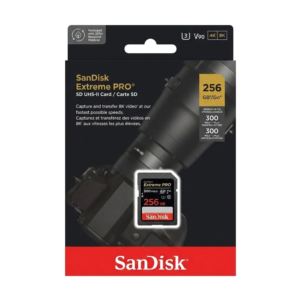 SanDisk Extreme PRO SDXC 256GB UHS-II Memory Card - Up to 300MB/s 8K, 4K UHD, SD Card