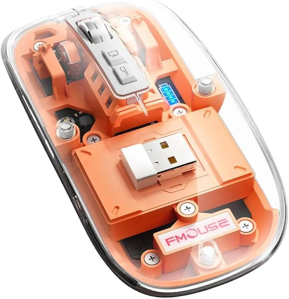 Fmouse Rechargeable Gaming Wireless Mouse M133 ماوس شفاف Bluetooth