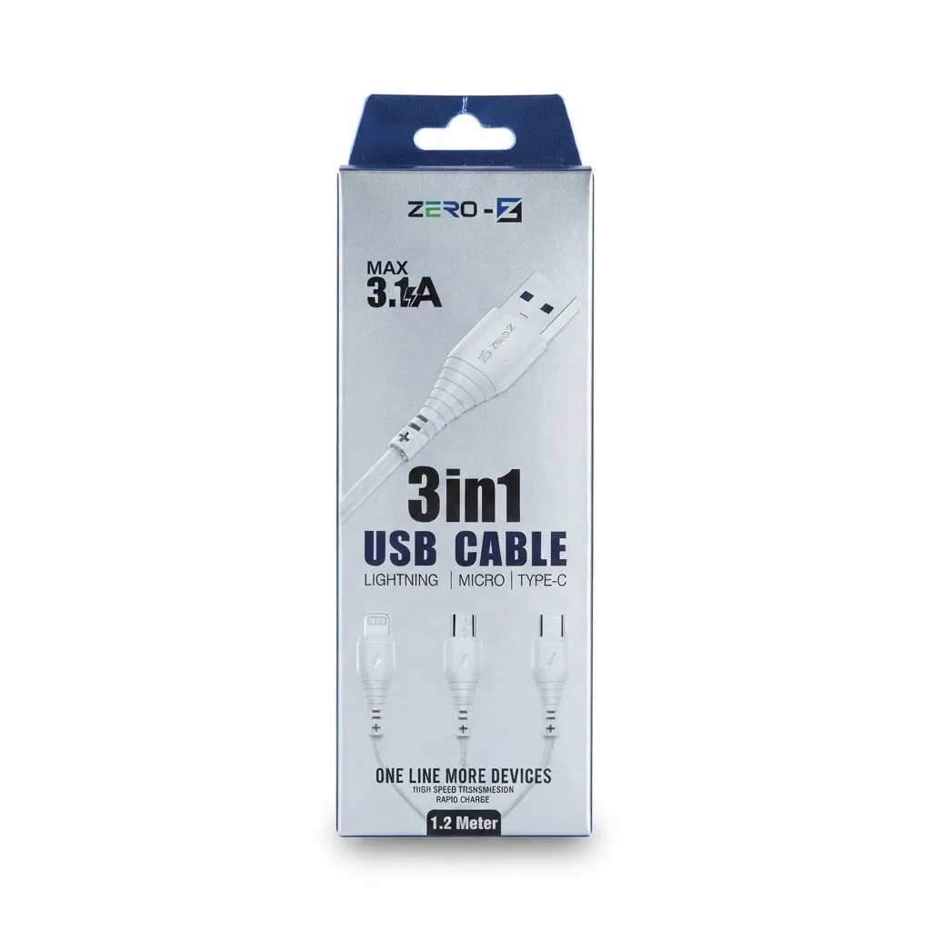 Zero-Z Max 3.1A 3-in-1 Fast Charging Cable