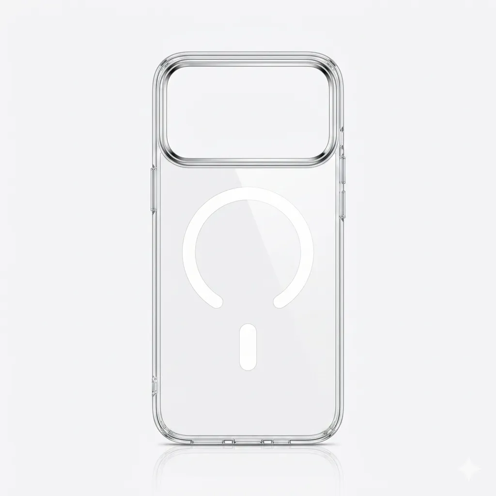 [6609201705475] PULOKA Clear Drop-Proof 2-In-1 HingeHold (MagSafe Compatible) Cover PUL-21 For iPhone 17 Pro Max - درع موبايل شفاف عالي الجودة مقاوم للسقوط مع حامل مدمج للهاتف وحلقة مغناطيسية للايفون 17 برو ماكس (white)