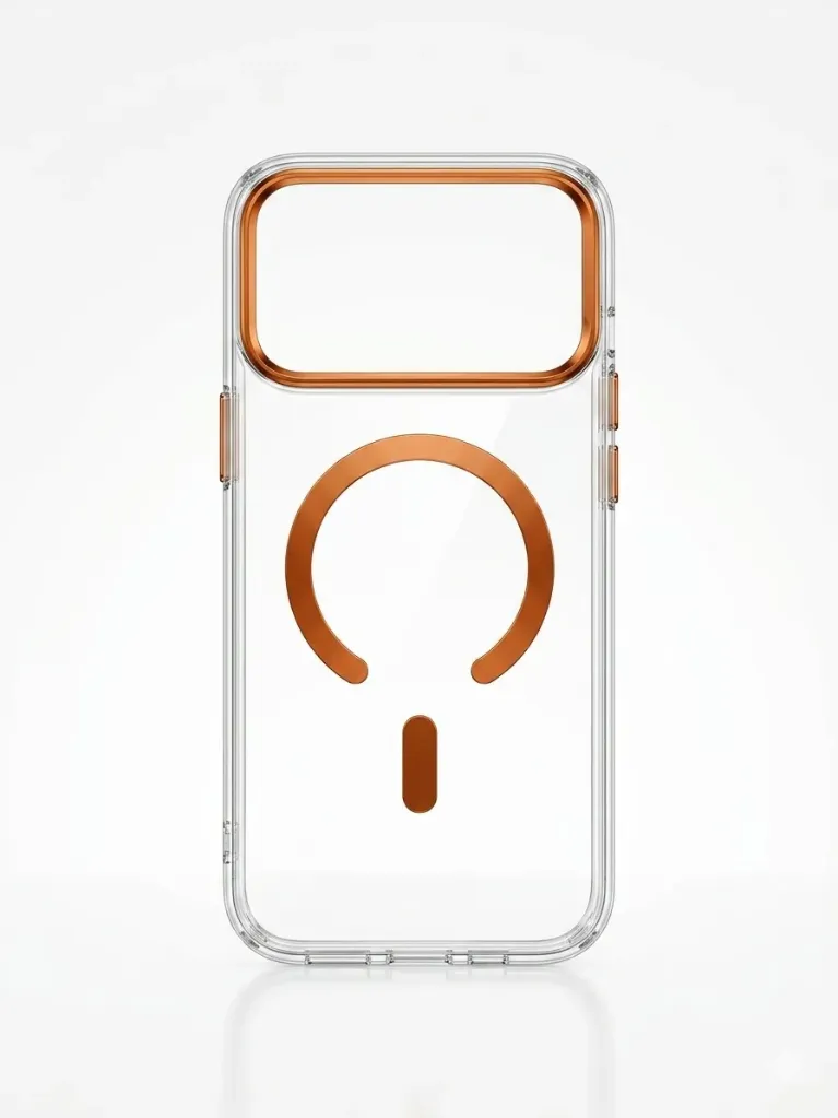 PULOKA Clear Drop-Proof 2-In-1 HingeHold (MagSafe Compatible) Cover PUL-21 For iPhone 17 Pro Max - درع موبايل شفاف عالي الجودة مقاوم للسقوط مع حامل مدمج للهاتف وحلقة مغناطيسية للايفون 17 برو ماكس