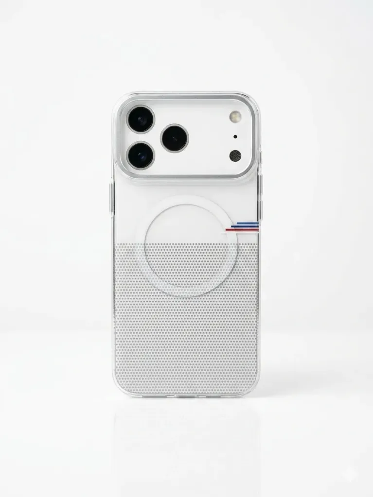 AS Clear Super-Slim Anti-Scratch (MagSafe Compatible) Cover Jin-001 For iPhone 17 Pro Max - درع موبايل شفاف فائق النحافة مقاوم للخدش مع حلقة مغناطيسية للايفون 17 برو ماكس (white)