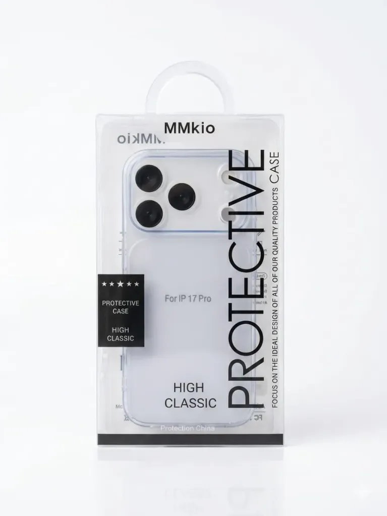 MMKIO Protective High Classic Clear Cover RY-018 For iPhone 17 Pro - درع موبايل مدرع كلي شفاف كلاسيكي للايفون 17 برو