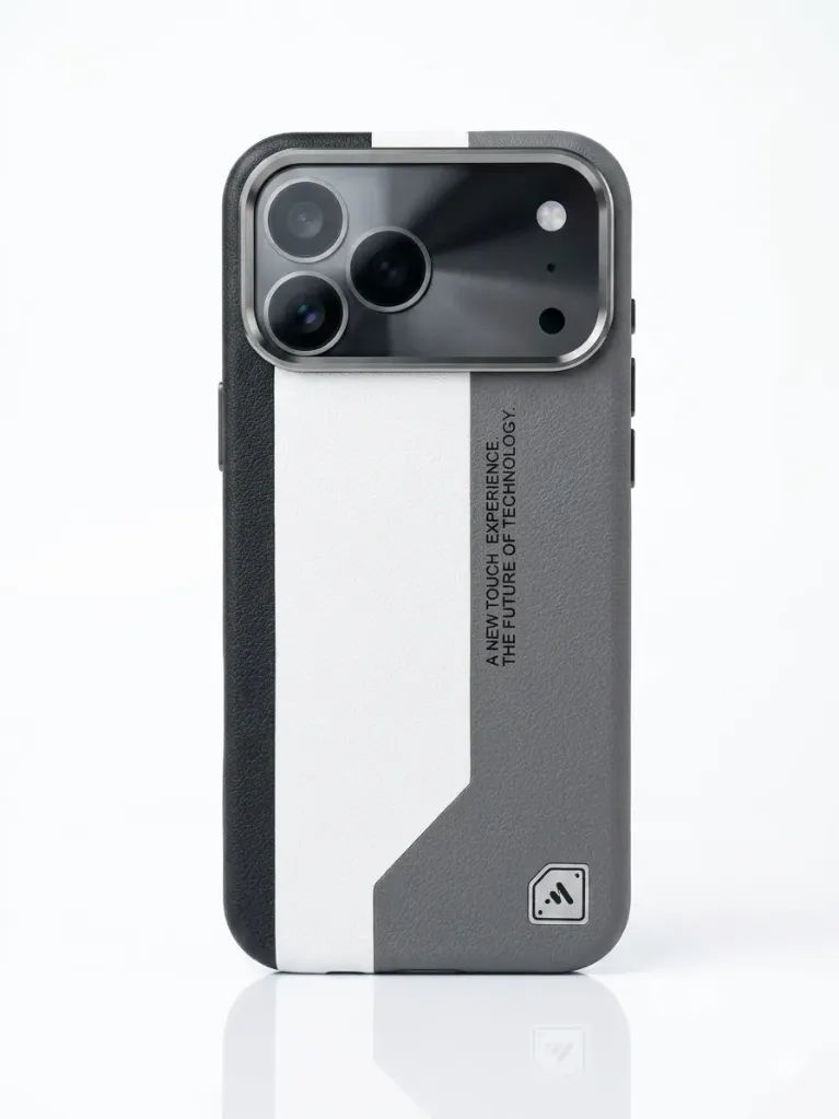 AS Leather Smooth-Texture Drop-Resistant Cover PIO-003 For iPhone 17 Pro Max - درع موبايل جلدي مريح للاستخدام ومقاوم للسقوط للايفون 17 برو ماكس (white)