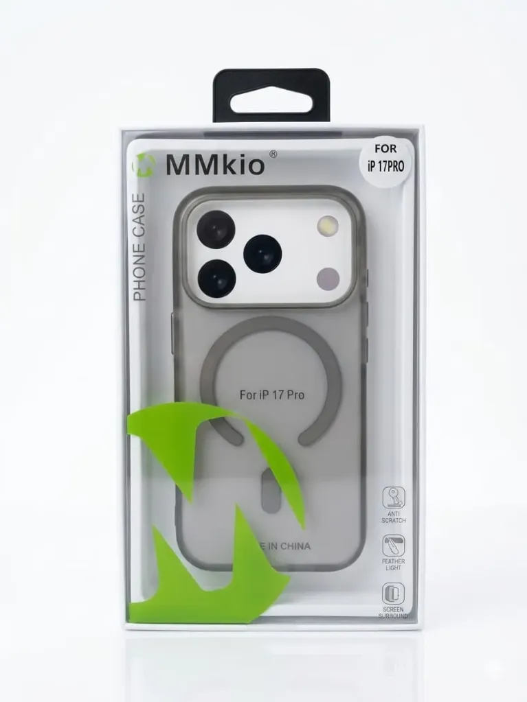MMKIO Matte All-Around Protection Cover With MagSafe RY-016 For iPhone 17 Pro - درع موبايل مطفي انيق بحماية عالية مع حلقة مغناطيسية للايفون 17 برو (Gray)