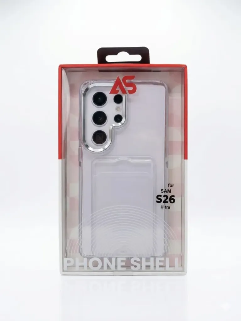 AS Phone Shell Cover For Galaxy S26 Ultra ROS-026 - درع موبايل شفاف مع محفظة بطاقات مدمجة
