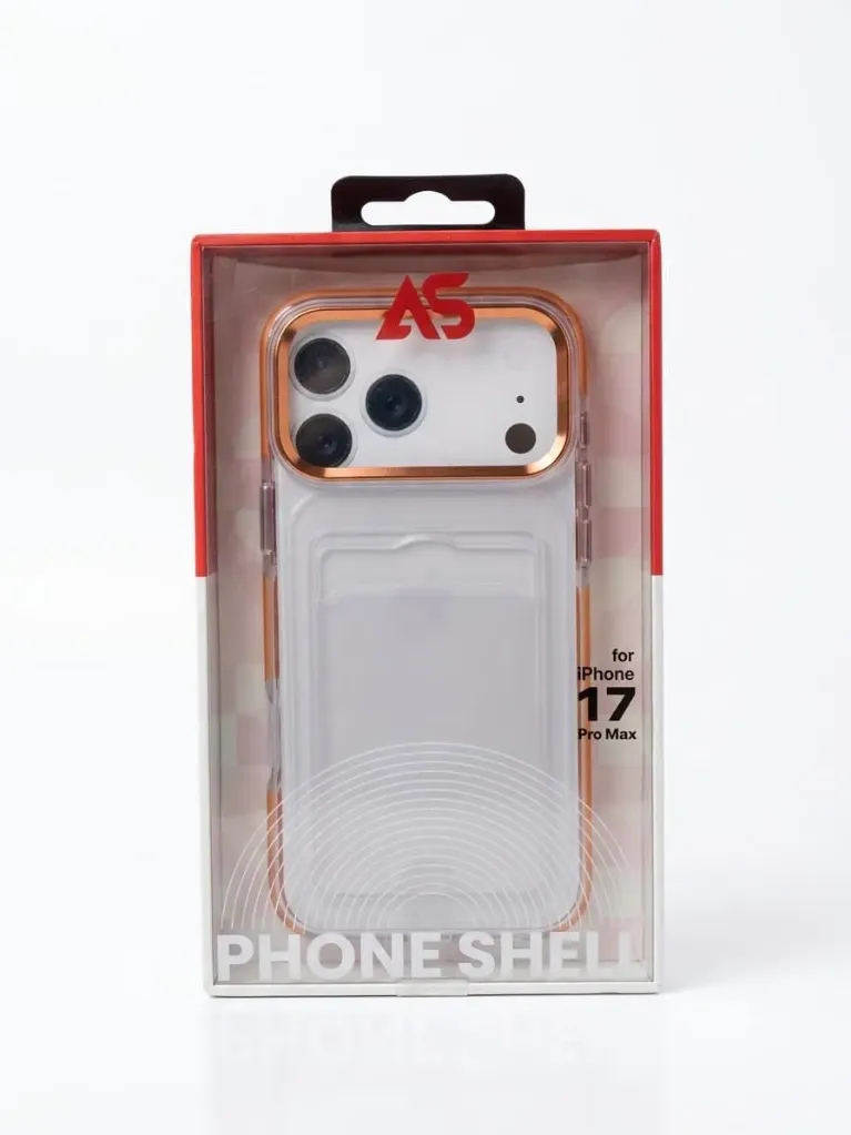 AS Phone Shell Wallet Cover For iPhone 17 Pro Max ROS-026 - درع موبايل شفاف مع محفظة بطاقات مدمجة