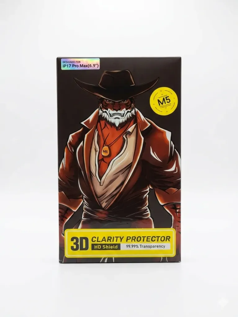 M5 3D Clarity Protector HD Shield For iPhone 17+16 Pro Max لاصق موبايل شفاف اصلي