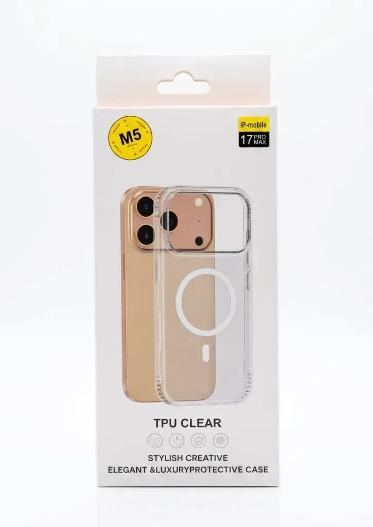 M5 TPU Clear iPhone Cover For iPhone 17 Pro Max - درع موبايل شفاف مرن جلاتيني عالي الجودة و مقاوم للصدمات (With MagSafe)