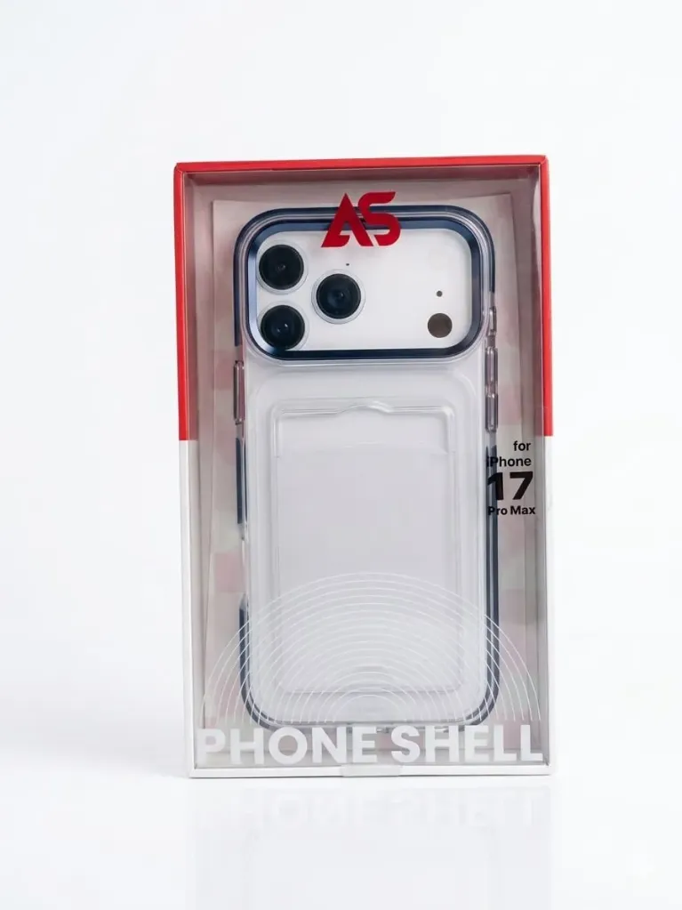 AS Phone Shell Wallet Cover For iPhone 17 Pro Max ROS-026 - درع موبايل شفاف مع محفظة بطاقات مدمجة