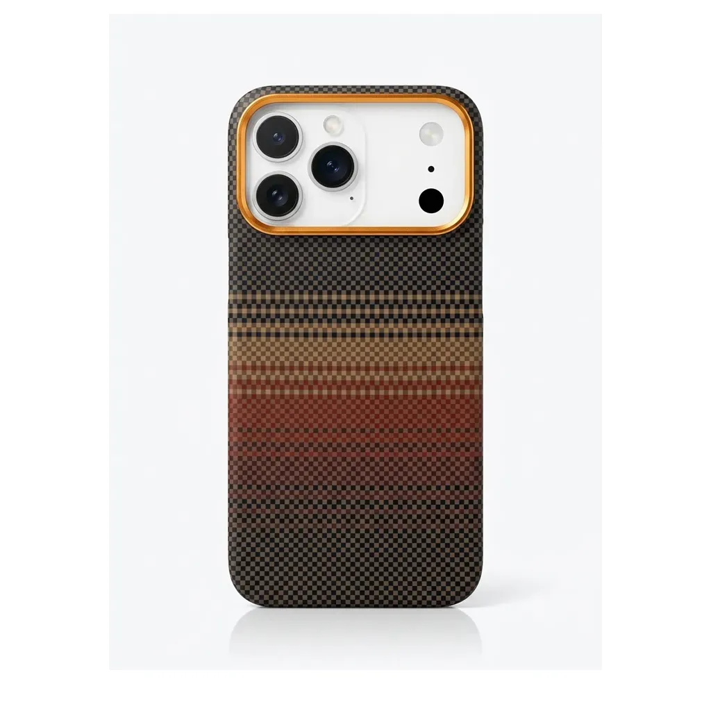 [HXH-005 Orange PITAKA] AS HXH-005 Ultra-Slim Drop-Proof Aramid-Fiber (MagSafe Compatible) Cover For iPhone 17 Pro Max - درع موبايل بنحافة فائقة وحماية عالية مصنوع من الياف الاراميد مع مقاومة للصدمات للايفون 17 برو ماكس