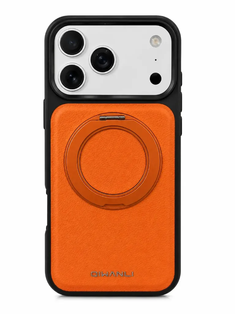[RV-M571] DUCATI RV-M571 Anti-Shock Elegant Leather Cover with 360° Rotating Ring For iPhone 17 Pro Max - درع موبايل من الجلد مقاوم للصدمات مع حلقة وحامل دوار 360 درجة للايفون 17 برو ماكس