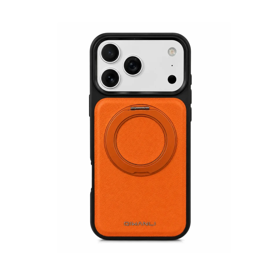 [RV-M571] DUCATI RV-M571 Anti-Shock Elegant Leather Cover with 360° Rotating Ring For iPhone 17 Pro Max - درع موبايل من الجلد مقاوم للصدمات مع حلقة وحامل دوار 360 درجة للايفون 17 برو ماكس
