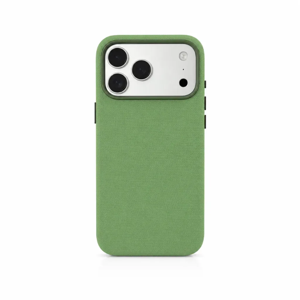 Premium Tech Woven Cover (MagSafe Compatible) For iPhone 17 Pro Max -  درع موبايل  فاخر مبطن ومنسوج مع ماك سيف للايفون 17 برو ماكس (Green)