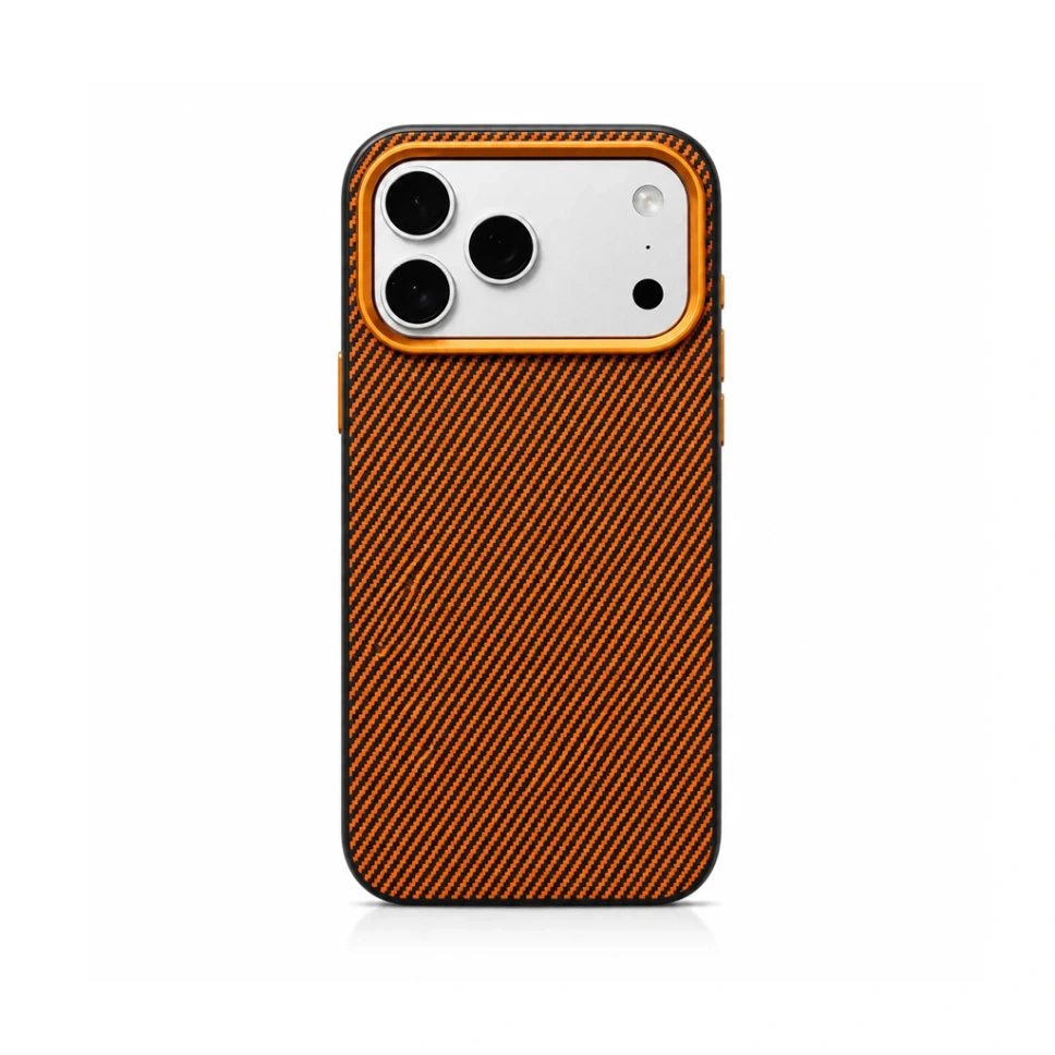 QY Carbon Fiber Sport Grid Shock-Proof Case Series For iPhone 17 Pro Max - درع موبايل فخم من الياف الكاربون مقاوم للصدمات للايفون 17 برو ماكس
