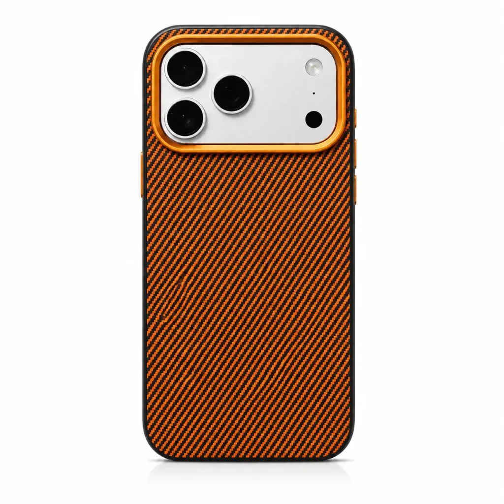 QY Carbon Fiber Sport Grid Shock-Proof Case Series For iPhone 17 Pro Max - درع موبايل فخم من الياف الكاربون مقاوم للصدمات للايفون 17 برو ماكس