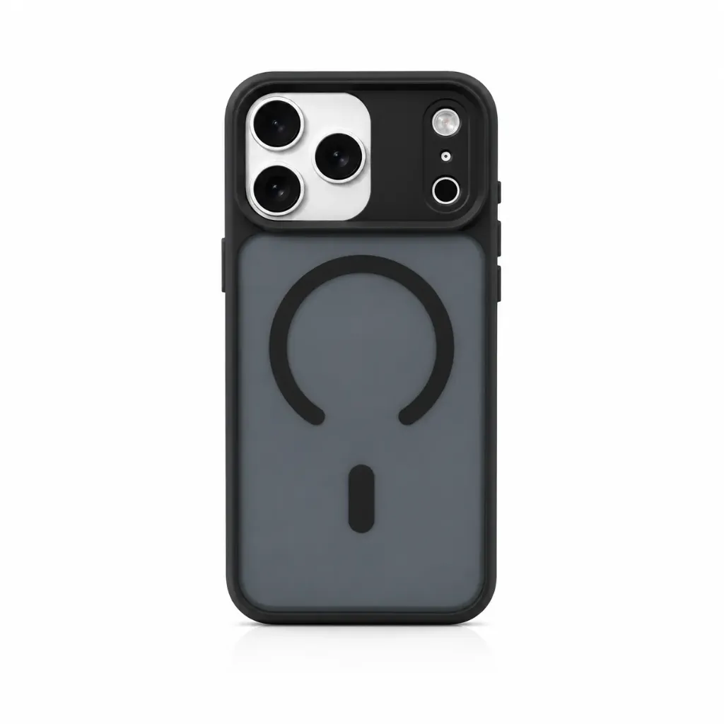 Hybrid Matte Frosted Clear Shock-proof Cover (MageSafe Compatible) For iPhone 17 Pro Max - درع موبايل شفاف مطفي مقاوم للصدمات مع غطاء للكاميرا مع ماك سيف للايفون 17 برو ماكس