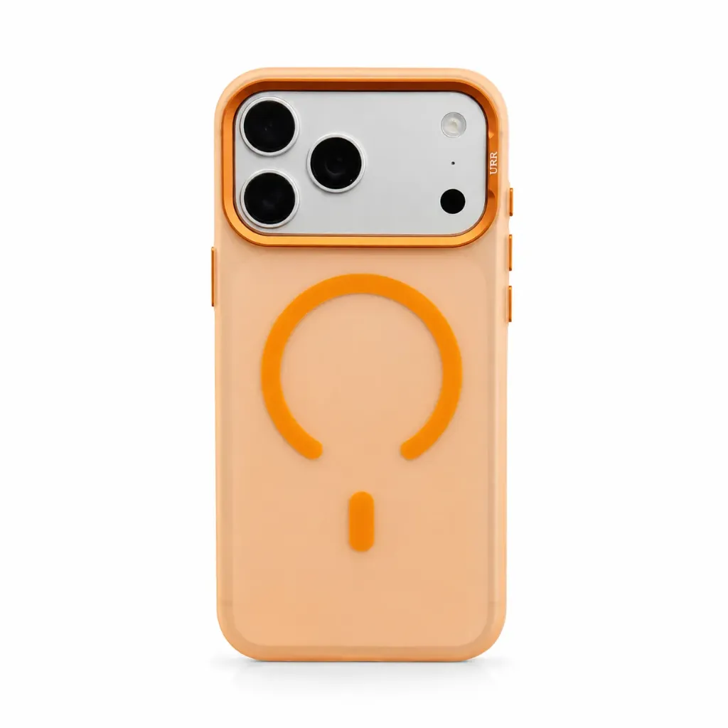 URR Clear Matte MagSafe Shockproof Cover with Metallic Camera Ring Protector & Soft-Touch TPU Bumper For iPhone 17 Pro Max - درع موبايل شفاف مطفي جلاتيني مع ماك سيف وحلقة حماية للكاميرا للايفون 17 برو ماكس