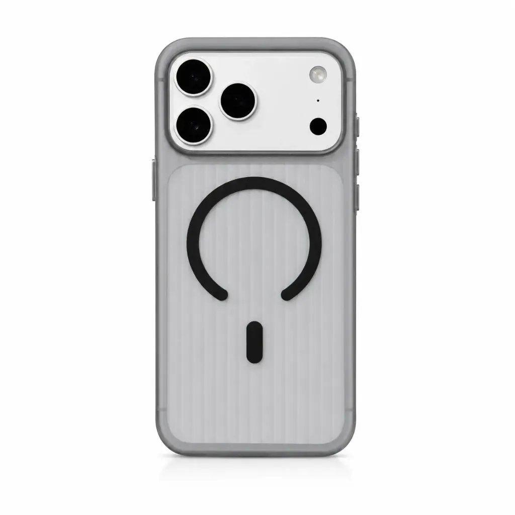 AS M5-L029 Clear Ribbed Drop-Protection MagSafe Cover For iPhone 17 Pro Max - درع موبايل شفاف مظلع مع ماك سيف مقاوم للسقوط للايفون 17 برو ماكس